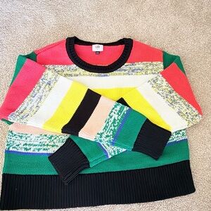 CAbi Colorful Striped Crew Neck Sweater
